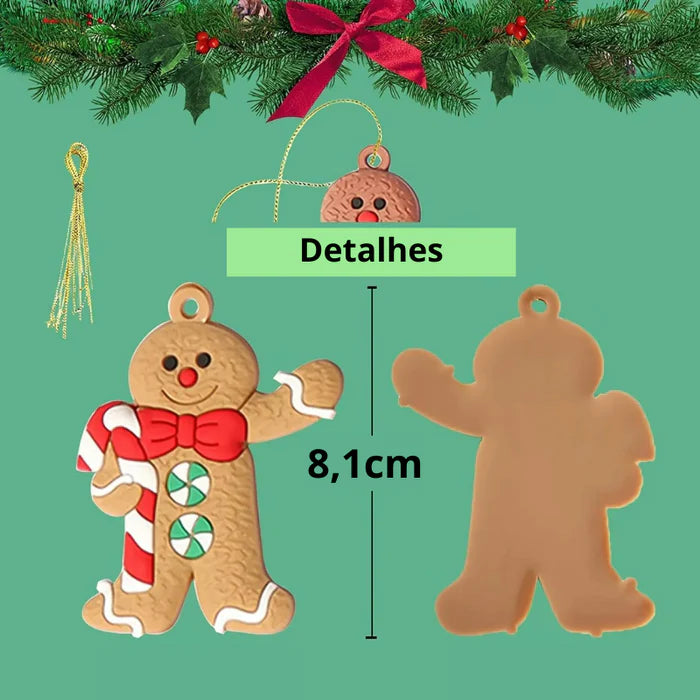 Enfeite Árvore de Natal Biscoito 12 unidades