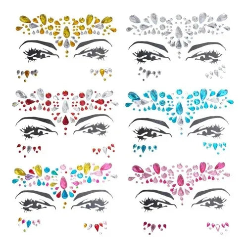 Face Sticker Rhinestone Crystals Makeup For Carnival Fantasy Mermaid and Party Random Colors Fast Shipping All Brazil
