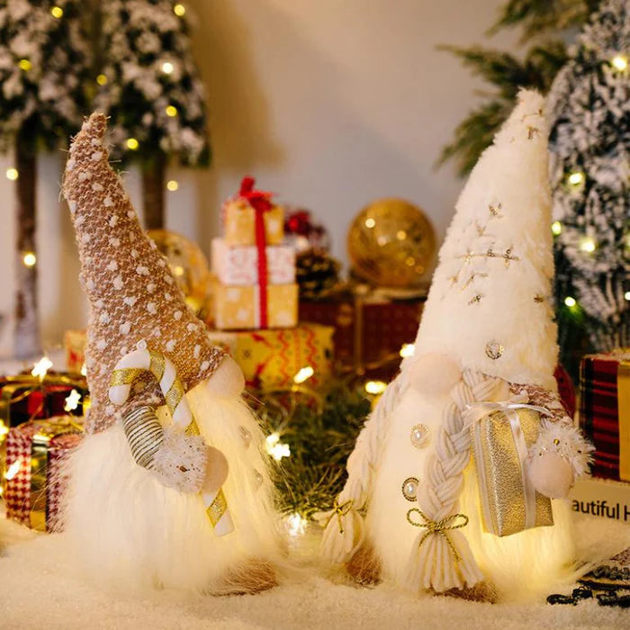 Lindo Gnomo de Natal Iluminado - Decoração mesa