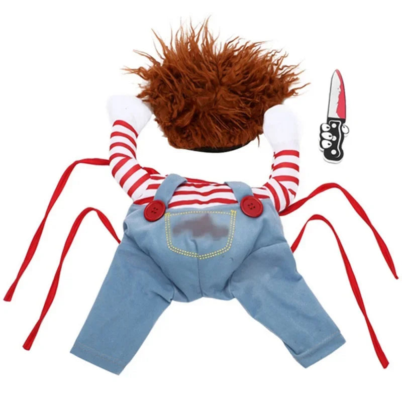 Pet Christmas Costume Dog Novelty Chucky Costume Original Killer Doll Shape Clothes for Cat Dog Fancy Dress Outfits Bat Wings