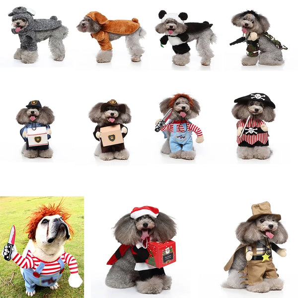 Pet Christmas Costume Dog Novelty Chucky Costume Original Killer Doll Shape Clothes for Cat Dog Fancy Dress Outfits Bat Wings
